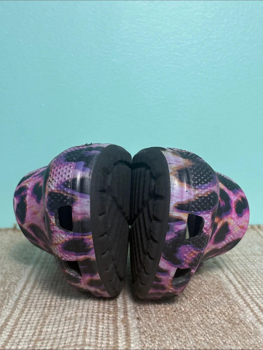 CROCS Kids Purple Leopard Print Clog with Glitter Strap. Croslite Foam. Size-J 2